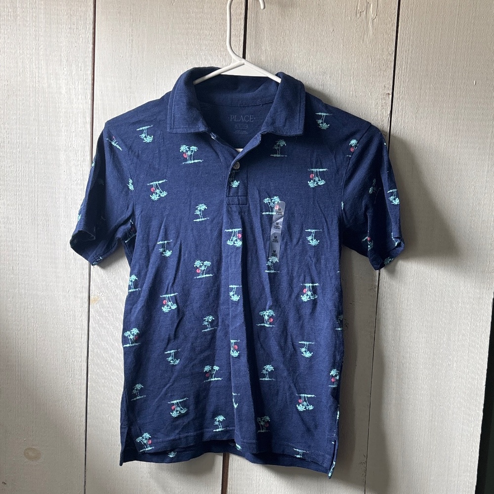 Little boys 7/8 children’s place palm tree dress shirt